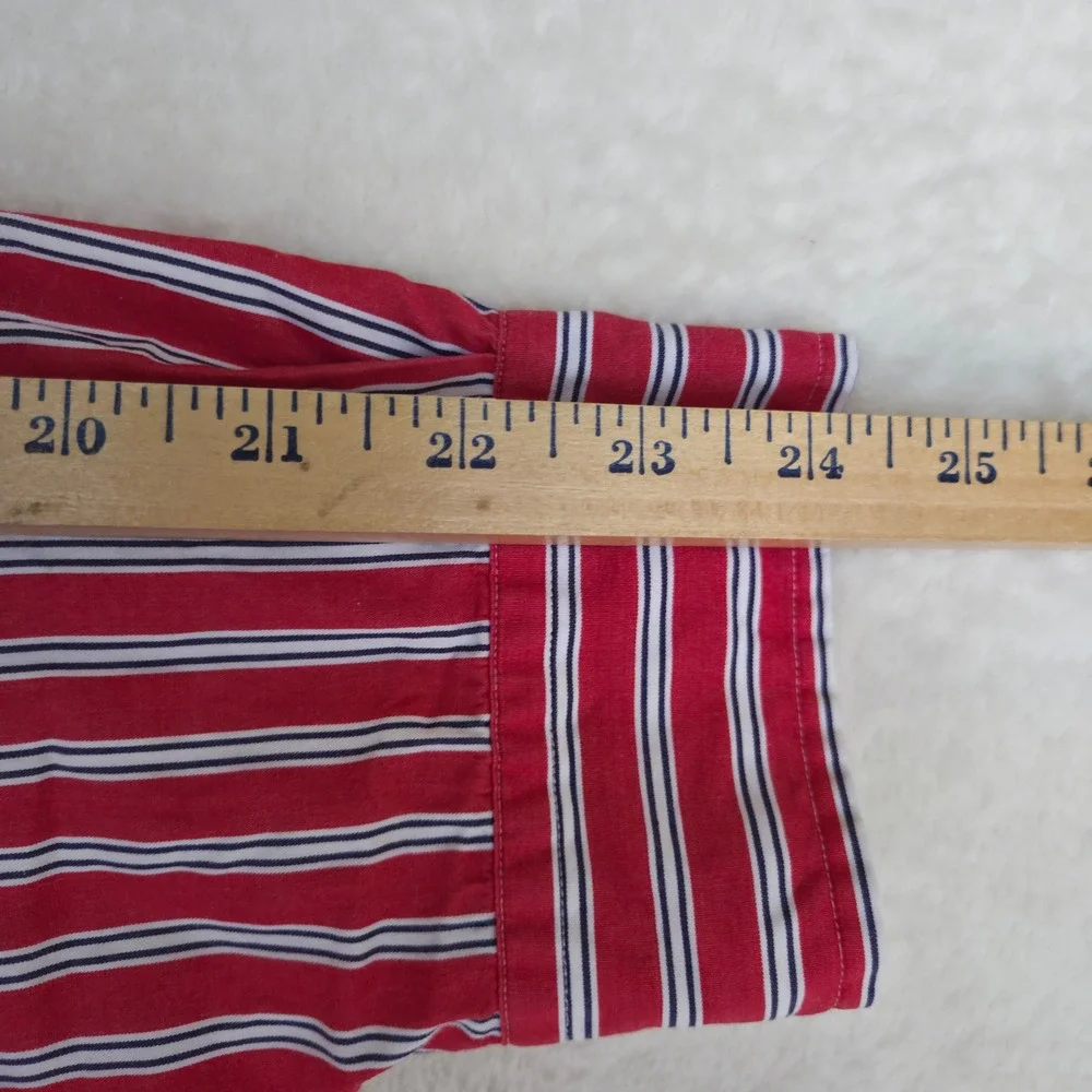 Ralph Lauren Mens Blake Button Down Shirt XL Red White Blue Striped Cotton